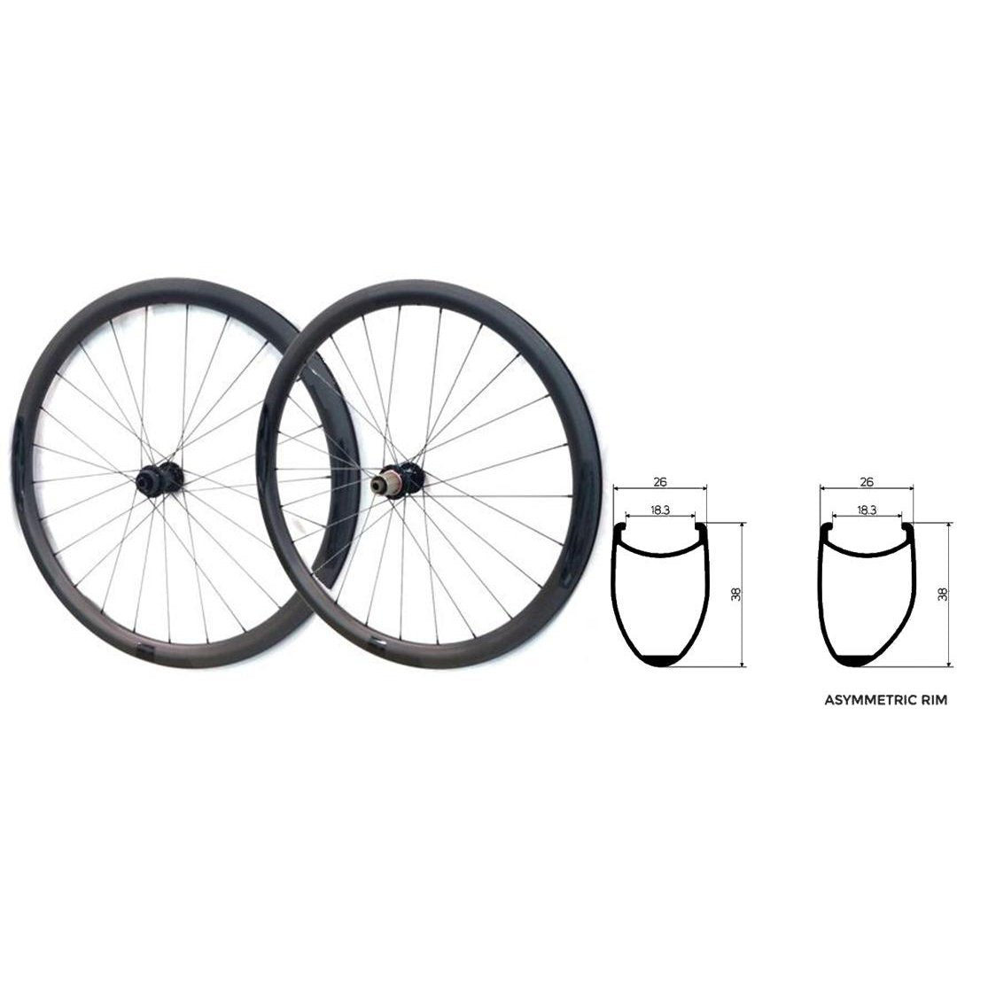 Novatec R3 Carbon Wheelset - 700c, 38mm Deep Clincher, Centre Lock Disc, Shim 11 Speed, Thru Axle