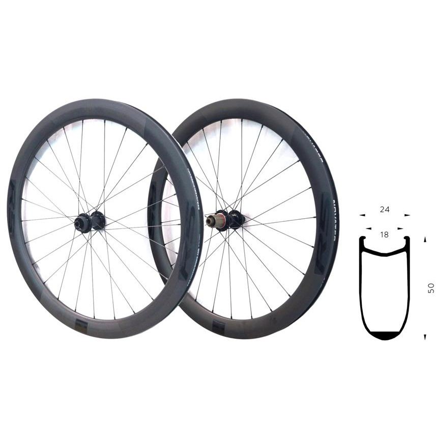 Novatec R5 Carbon Wheelset - 700c, 50mm Deep Clincher, Centre Lock Disc, Shim 11 Speed, Thru Axle