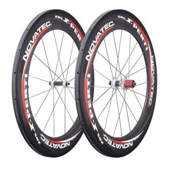 Novatec Z285 Road Wheelset - 85mm Deep Carbon Rims, White Hubs, Black Spokes