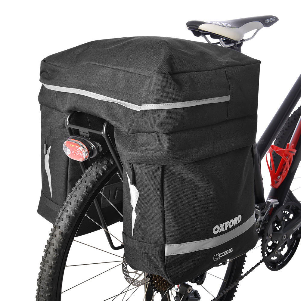 Oxford C35 Triple Pannier Bag - 35L Weatherproof & Reflective Black Pannier Bags