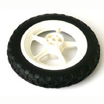 PP White Tricycle Wheel with Black EVA Tyre - 8" Rear Wheel for 10mm Axle