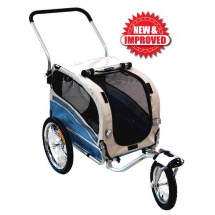 PetRide 2in1 Bicycle Trailer/Jogger - Blue Steel Frame