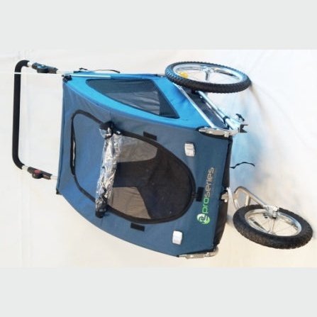 PetRide 2in1 Bike Trailer/Jogger - Steel Frame, Blue, Large Size