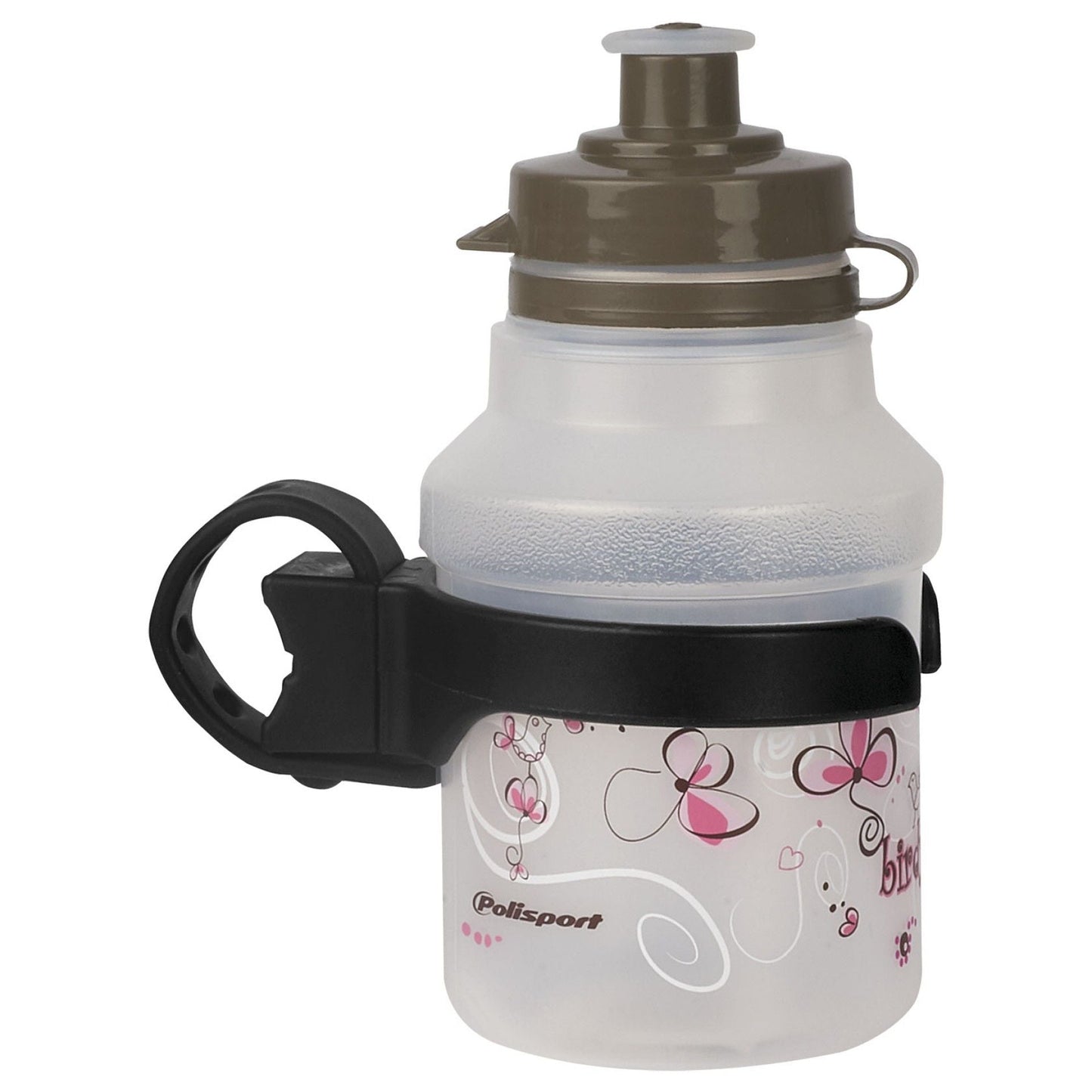 Polisport Birdy Kids Water Bottle with Clip-On Holder - 350ml Clear