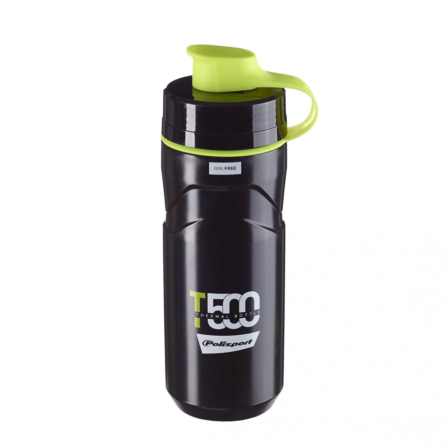 Polisport Convertible Thermal Bottle - 500/650ml, Screw-On Cap, Black/Lime Green