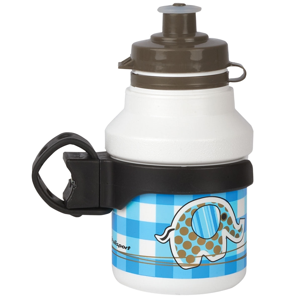 Polisport Kids Elephant Water Bottle with Clip-On Holder - 350ml White
