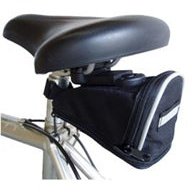 ProSeries QuickRide Expandable Saddle Bag Reflective, Light Loop, Quick Release, Black, Vertical Zip