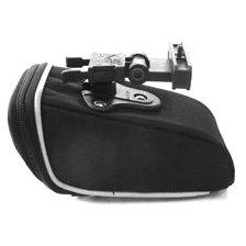 ProSeries Reflective Gear Saddle Bag Quick Release, 3M Reflective Strip, Vertical Zip, Black, 160x70x105mm