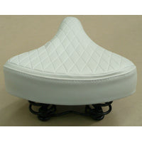 Retro Ladies Saddle Vinyl Quilted Top, Dual Coil Springs, White, 250mm x 190mm