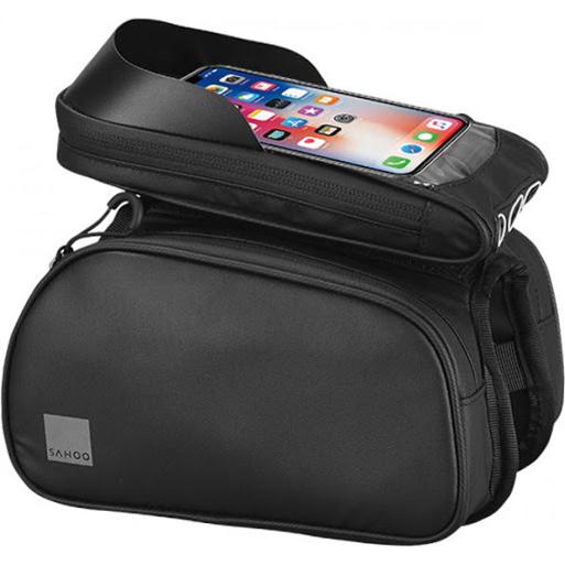 Roswheel SAHOO Top Bar Bag with Removable Phone Holder - Top Tube Mount & Velcro Attach