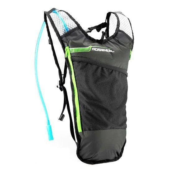 SAHOO Hydration Backpack 5L/2L Non-Toxic Bladder, Insulated Storage, Front Mesh Pocket, Black/Green