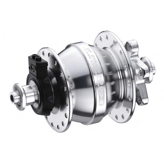 Shutter Precision PD-8 Dynamo Hub - Front, 32H, 6 Bolt Disc, Standard QR, Silver