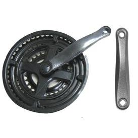 Steel Chainwheel Set with Guard - 170mm x 28/38/48T, BLACK