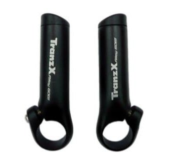 TranzX Alloy Bar Ends 80mm with Comfort Thumb Grooves - Black