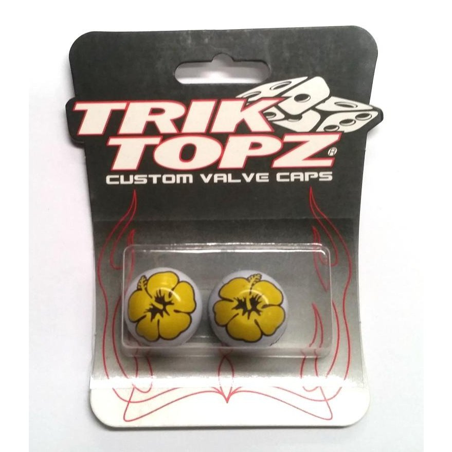 Trik Topz Hibiscus Valve Caps - Yellow 2 Pack