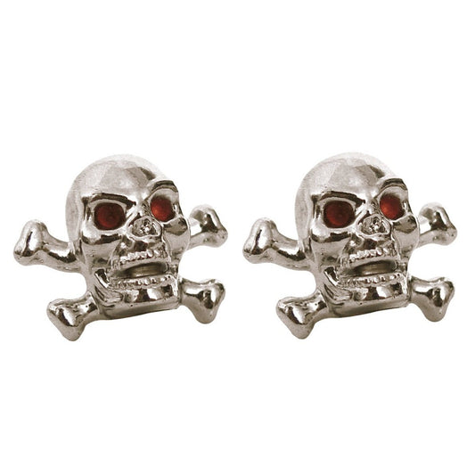 Trik Topz Skull X-Bones Valve Caps - Chrome 2 Pack