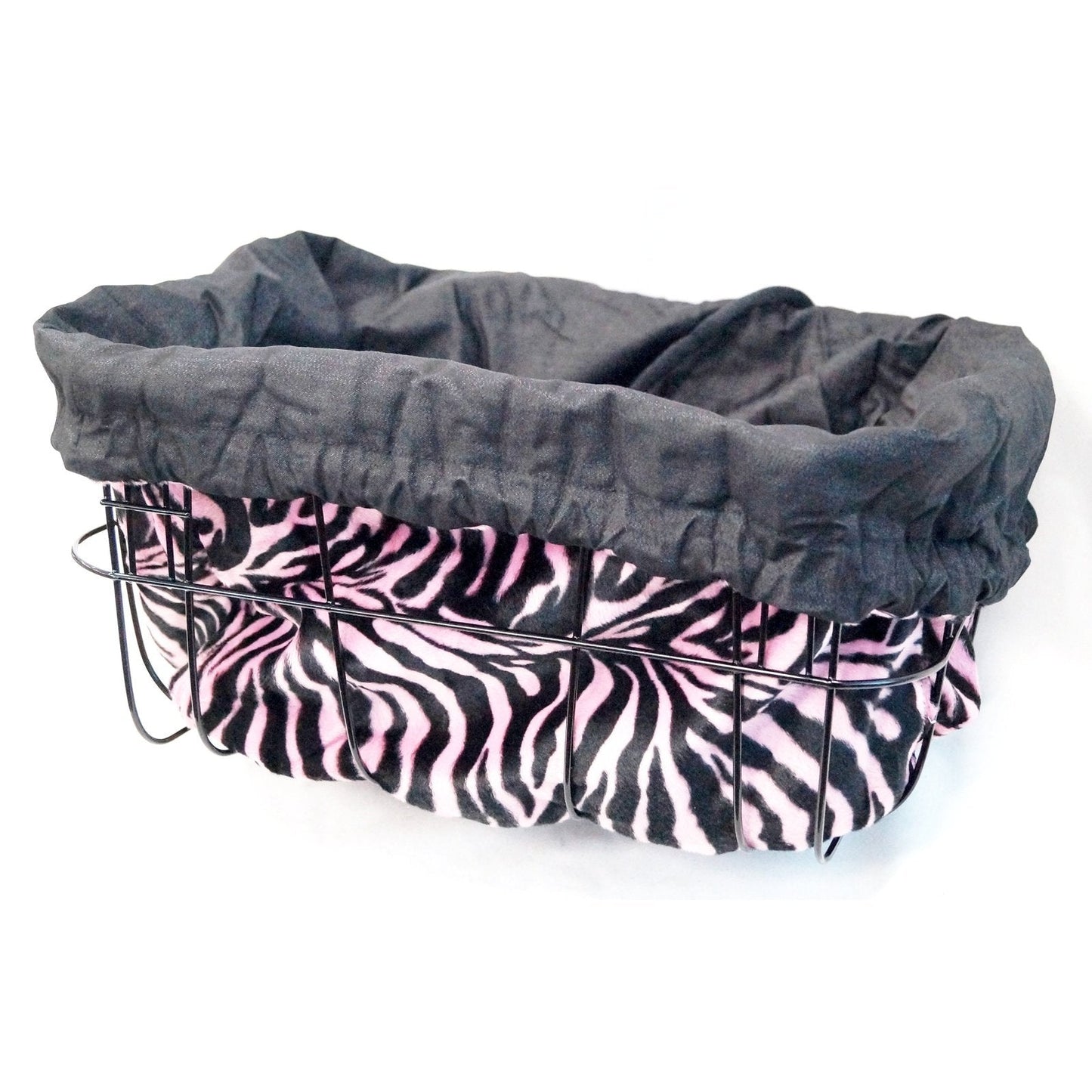 TsaiYarn Cruiser Candy Pink Zebra Basket Liner with Drawstring - L:33 x W:23 x H:31cm