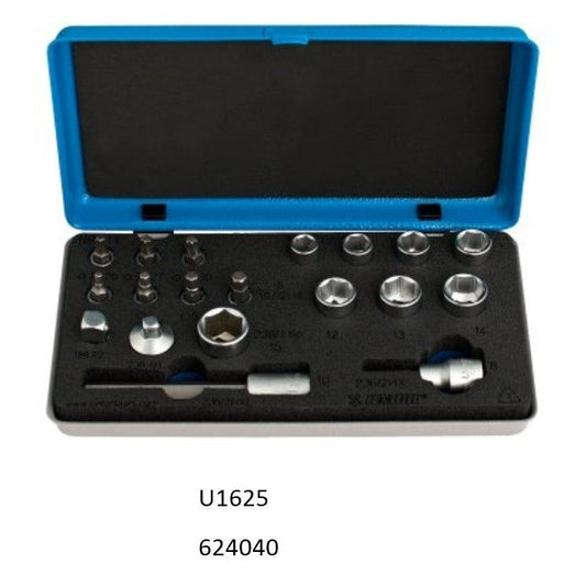 Unior 624040 Socket and Bit Set - Torx and Hex Sizes with Adapters