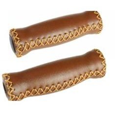 VELO Foam Handlebar Grips - Brown Cover, 127mm Length, Black Plugs