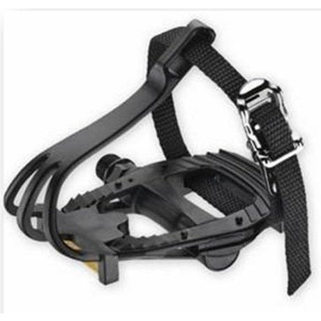 VP Black Pedals with Toe Clip & Straps - 9/16 Axle