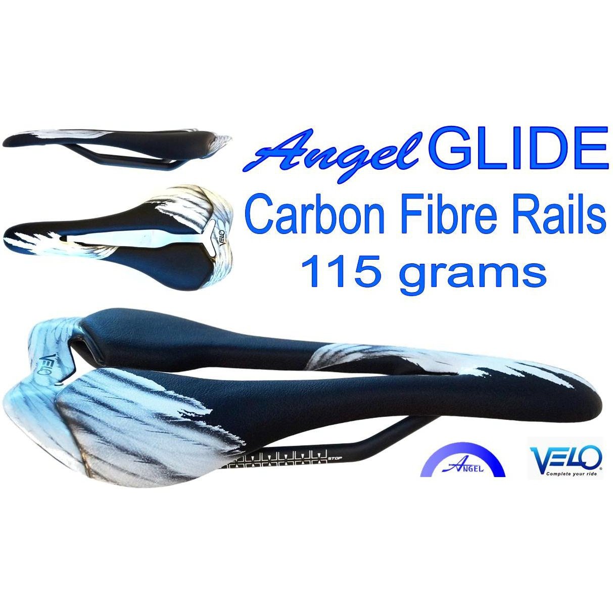 Velo Angel Glide Racing Saddle - Carbon Rail, Lightweight & Durable