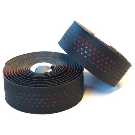 Velo Microfibre Handlebar Tape with Shockproof Gel and Plugs - Black/Red