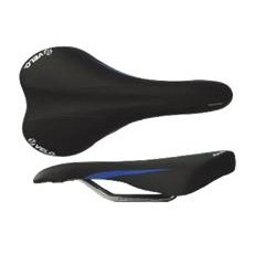 Velo Sports Saddle with Blue Lines - Black Vinyl Top, Cr-mo Rails 276x145mm