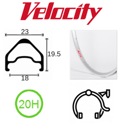 Velocity A23 700c Rim - 20H - Silver - Rim Brake Compatible