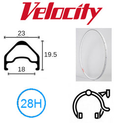 Velocity A23 700c Rim - Lightweight, Durable, White Finish