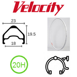 Velocity A23 700c Rim - Lightweight, Durable, White Finish