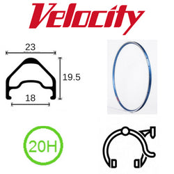 Velocity A23 Blue Rim - 700c x 18mm, 20H, Presta Valve, Rim Brake, MSW