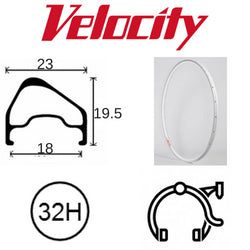 Velocity A23 OC 700c Rim - 32H - Silver - OCR Compatible