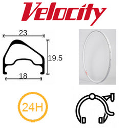 Velocity A23 OC 700c Rim - Silver, 24H, Presta Valve, Rim Brake Compatible