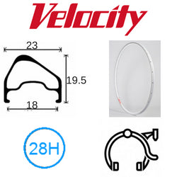 Velocity A23 OC 700c Rim - Silver, 28H, Presta Valve, Rim Brake Compatible