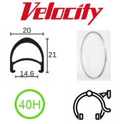 Velocity Aero 27" Rim - 40H - Silver - Rim Brake Compatible