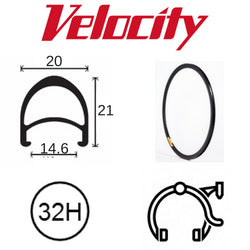 Velocity Aero 700c Disc Brake Rim - 32H - Black