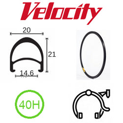 Velocity Aero 700c Disc Brake Rim - 40H, Presta Valve, D/W, Black