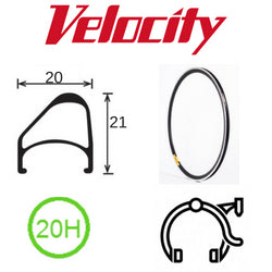 Velocity Aerohead 16" Rim - 20H, Presta Valve, Rim Brake, Black MSW