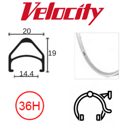 Velocity Aerohead 16" Rim - 36H, Presta Valve, Rim Brake, Silver MSW