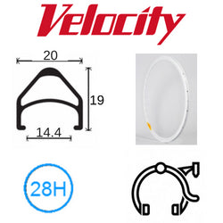 Velocity Aerohead 700C Rim - White, 28H, PC MSW