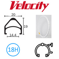 Velocity Aerohead 700c Rim - 18H, Presta Valve, Rim Brake, White MSW