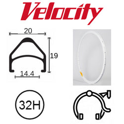 Velocity Aerohead 700c Rim - 32H, Presta Valve, Rim Brake, White MSW