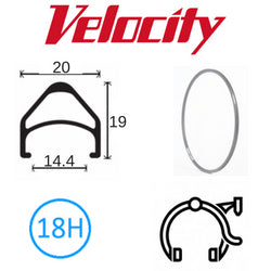 Velocity Aerohead 700c Rim - Grey Anodised - Rim Brake - 18H - Presta Valve