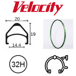 Velocity Aerohead Lime 700c Rim - 32H, Presta Valve, Rim Brake Compatible