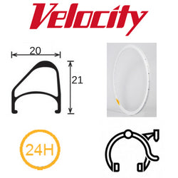 Velocity Aerohead OC 700c Rim - White MSW OCR