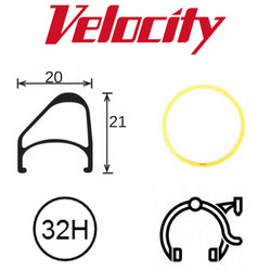 Velocity Aerohead OC 700c Rim - Yellow Powder Coated