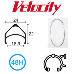 Velocity Aeroheat 20" Rim - 48H, Silver Anodised, Presta Valve, Rim Brake, MSW