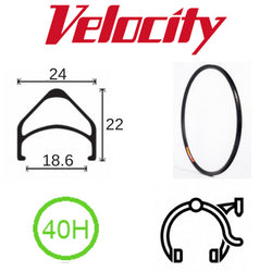 Velocity Aeroheat 26" Rim - 40H, Presta Valve, Rim Brake, Black