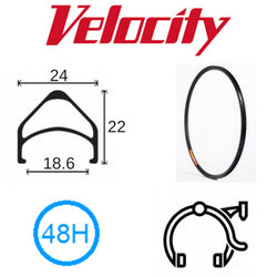 Velocity Aeroheat 26" Rim - 48H - Black Anodised - Rim Brake Compatible