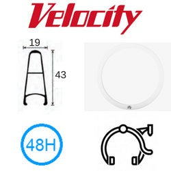 Velocity B-43 700c Rim - 48H, White, Presta Valve, Rim Brake Compatible